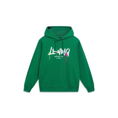Li-Ning Sports Fashion Series Letter Print Casual Hoodie Unisex Tops Pine-Green AWDT559-3
