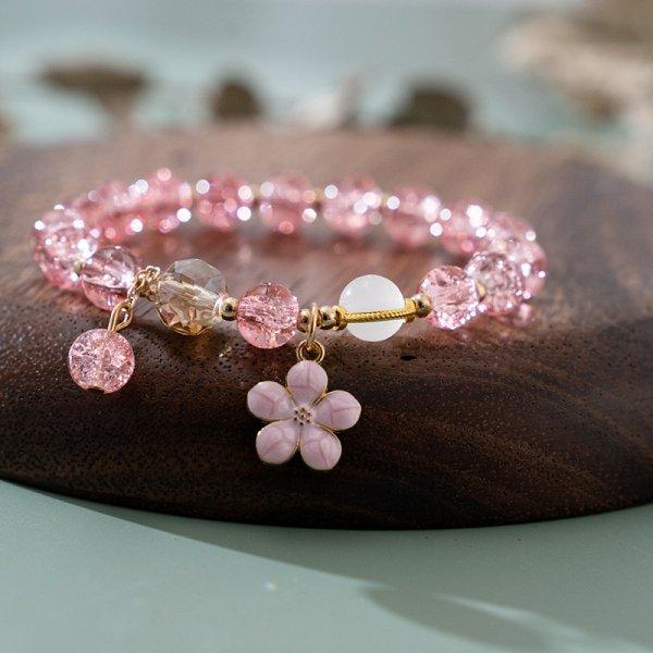 Fashion Natural Stone Bracelet Elegant Lily of the Valley Flower Pendant Elastic Beaded Bracelets for Women Party Jewelry Gift