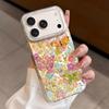 Fine flash purple flower is suitable for Apple 17promax gilt glitter iPhone16pro pearl case spring mobile phone case.