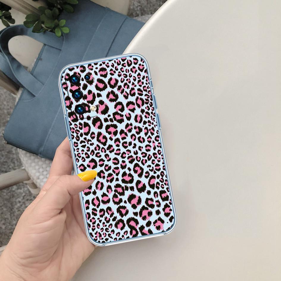 PP51 Pink Leopard Soft Shell Transparent Phone Case for Motorola Moto G7 G8 G9 G84 G85 G73 G24 G15 Z2 Play Power Plus