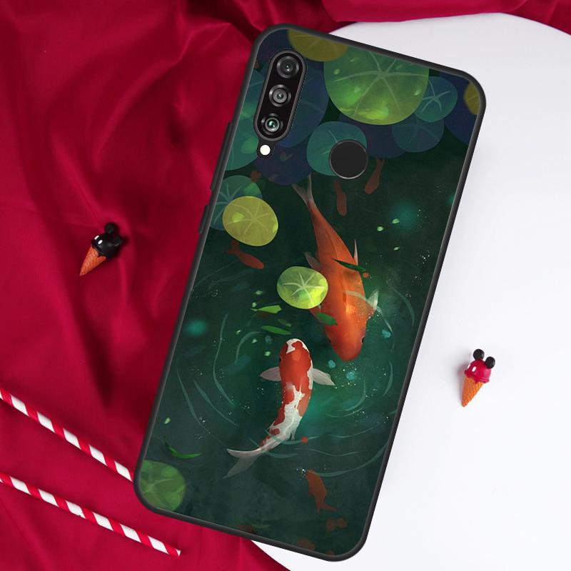Koi Carp Fish Painting For Huawei Nova Y61 Y91 Y73 Y72 Y90 Y70 Y60 12s 12i 11i 8i 9 10 SE P60 P30 Pro P40 Lite Case