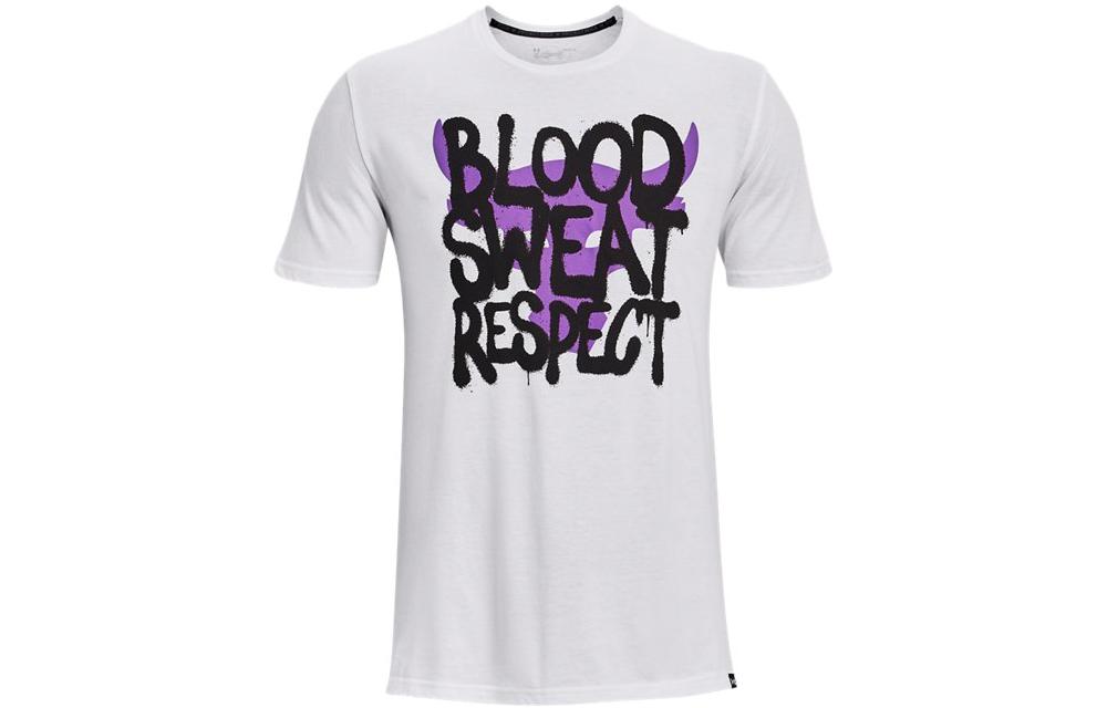 Under Armour Crew Neck Fitted Straight Fit Short Sleeved T Shirt Men s White 1373745-100 XXL