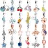 925 Sterling Silver Charm Parrot Chameleon Lemon Slice Pink Sea Turtle Scooter Pendant Bead Fit Popular Bracelet Diy Jewelry