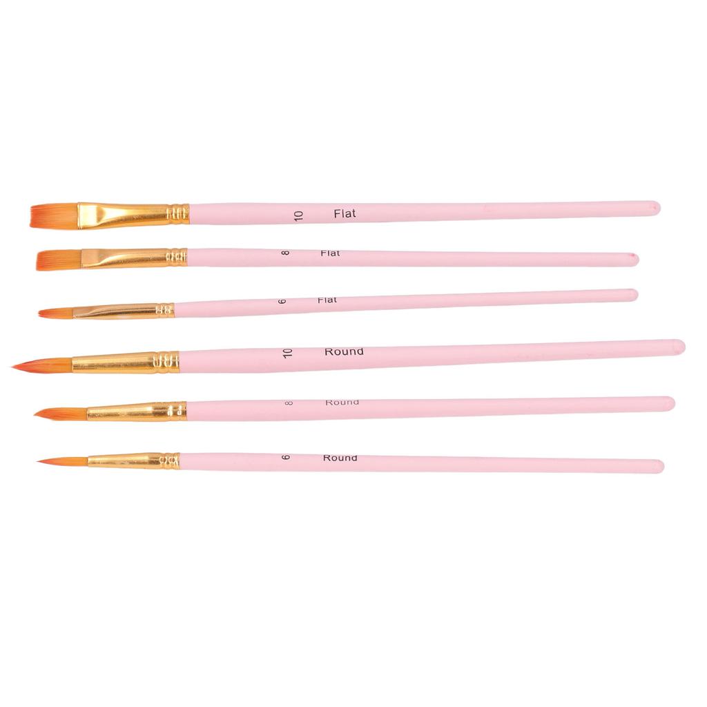 6pcs Paint Brushes Multimodal Nylon Hair 6 Different Sizes Oil Paint Brushes for Oil Watercolor Painting Gouaching Gift