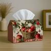 1pc Vintage Rustic Botanical Tissue Box Cover,Apple Basket Red High-Quality,Durable,Lightweight,Foldable Storage,Ideal for Living Room and Dining Room