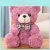 Cute Bear Teddy Plush Toy With Checkered Bow Decoration For Kids Gift Birthday