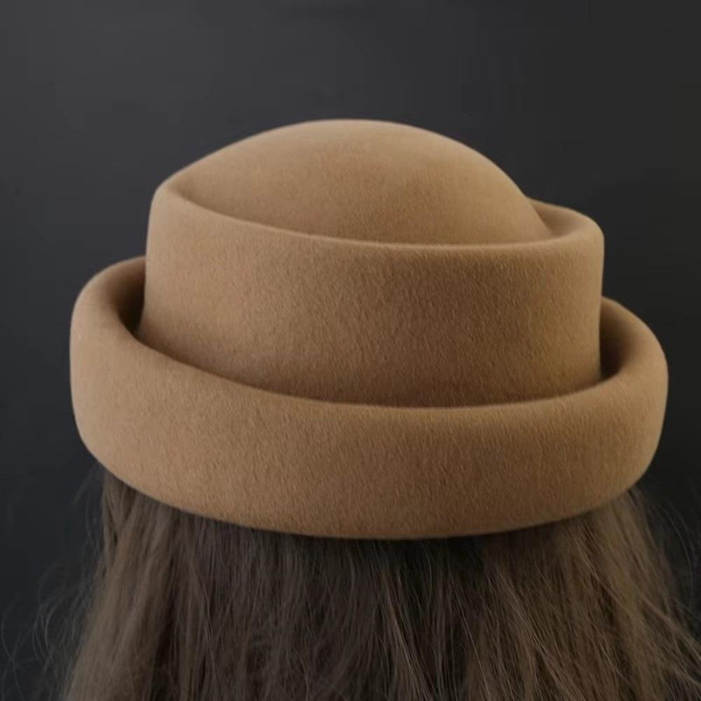 Fashion 100% Wool Top Hat for Women Adjustable Formal Fedoras Hats Elegant Luxurious Millinery Berets Winter