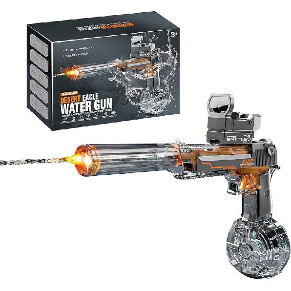 CY05 Electric Water Gun with Lights, Induction Light-Emitting Muzzle, 425ml Water Tank, 26-33Ft Range for Kids Ages 3+ (Grey) серый