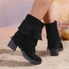 Fashionable Versatile Mid Length Boots Women Spring Autumn Elegant Simple High Heels Fashionable Boots Leisure Comfortable Shoes