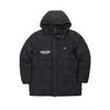 New Era Letter Multi-Pocket Design Hooded Zipper Loose Down Jacket Unisex Outerwear Black 12568266