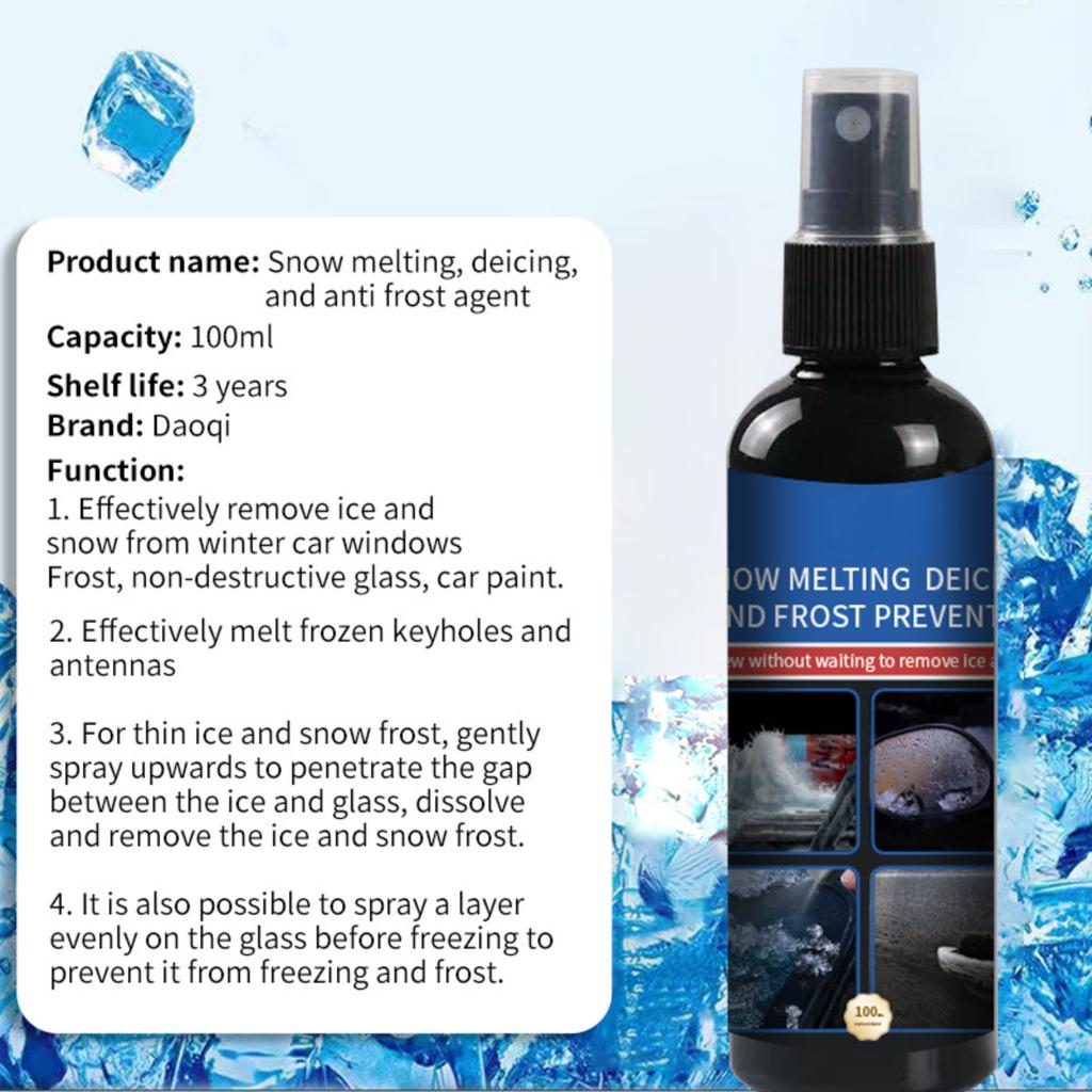 Windschutzscheiben-Enteiser-Spray Für Auto Schneller Eis- Und Schneeschmelzer Multifunktional Starkes Enteisungs- Und Schneeentfernungsmittel Winter Auto100ml