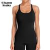 CHARMLEAKS Ribbed Workout Tank Tops for Women with Built In Bra Tight Racerback Scoop Neck Athletic Top