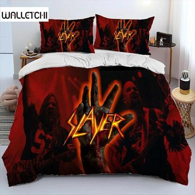 Slayer Heavy Metal Band Music Comforter Bedding Set,Duvet Cover Bed Set Quilt Cover Pillowcase,King Queen Size Bedding Set Gift