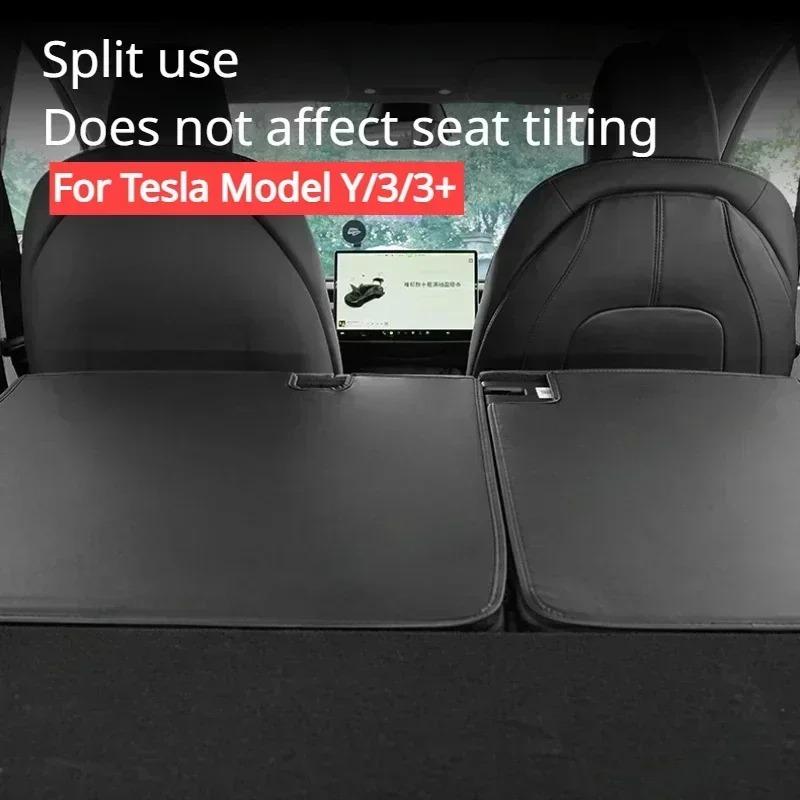For Tesla Model 3 Y Juniper 2017-2025 Rear Seat Back Cover Leather Backrest Protector Split Dog Liner Pet Mat Anti-kick Pads