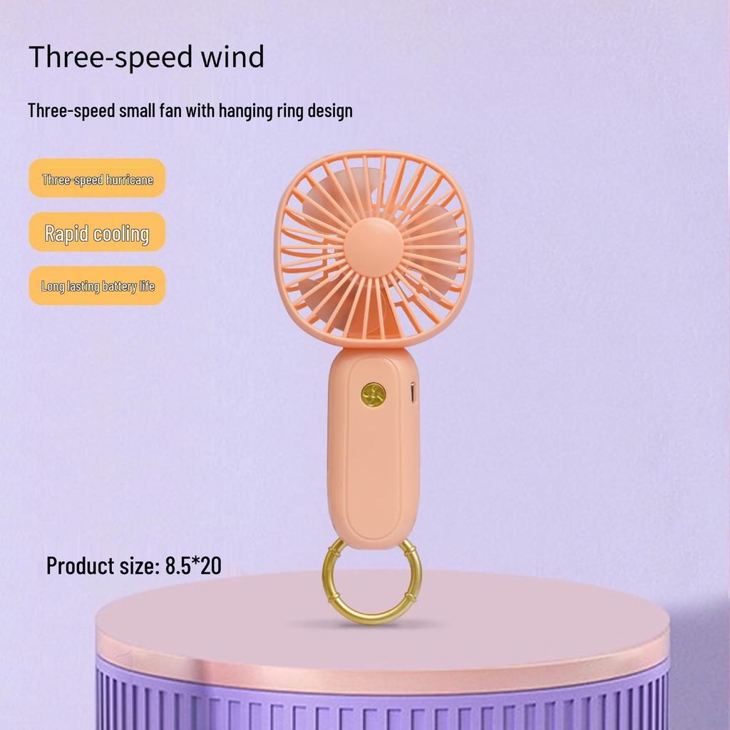 Portable Mini Handheld Fan with Silent Operation and Hanging Ring for Outdoors