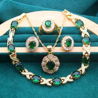 

Full Diamond Zircon Women s Jewelry Set Earrings Necklace Romantic Accessories Jewelry Fashion High-quality Light Luxury Set 2026 45CM