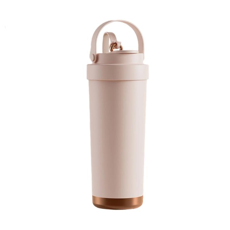  750ml Stainless Steel Coffee Mug with Ceramic Interior and Leak proof Straw Lid