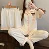 Sweet and Cute Pajamas Women's Summer New Imitation Cotton Jacquard Short-sleeved Loungewear Three-piece Set