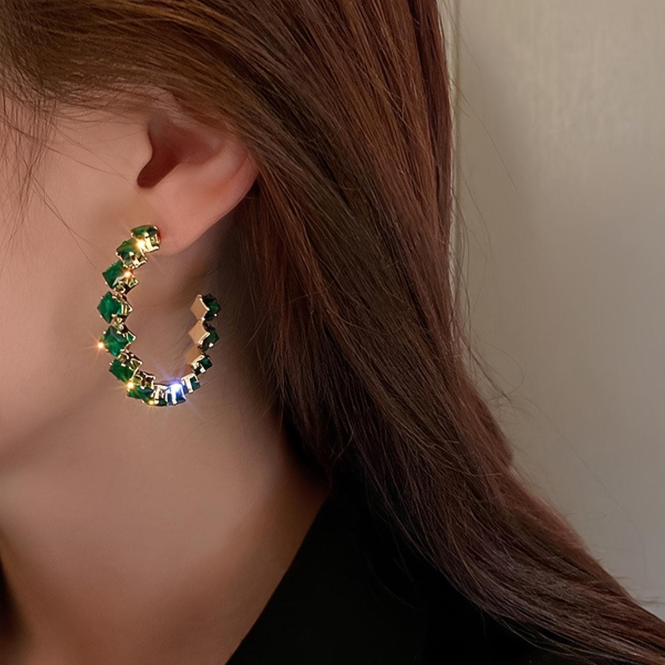 

Квадратный зеленый кубический цирконий, декор C, серьги-гвоздики, подарок на день рождения, выпускной вечер для девочек, друзей, дочери зелёный