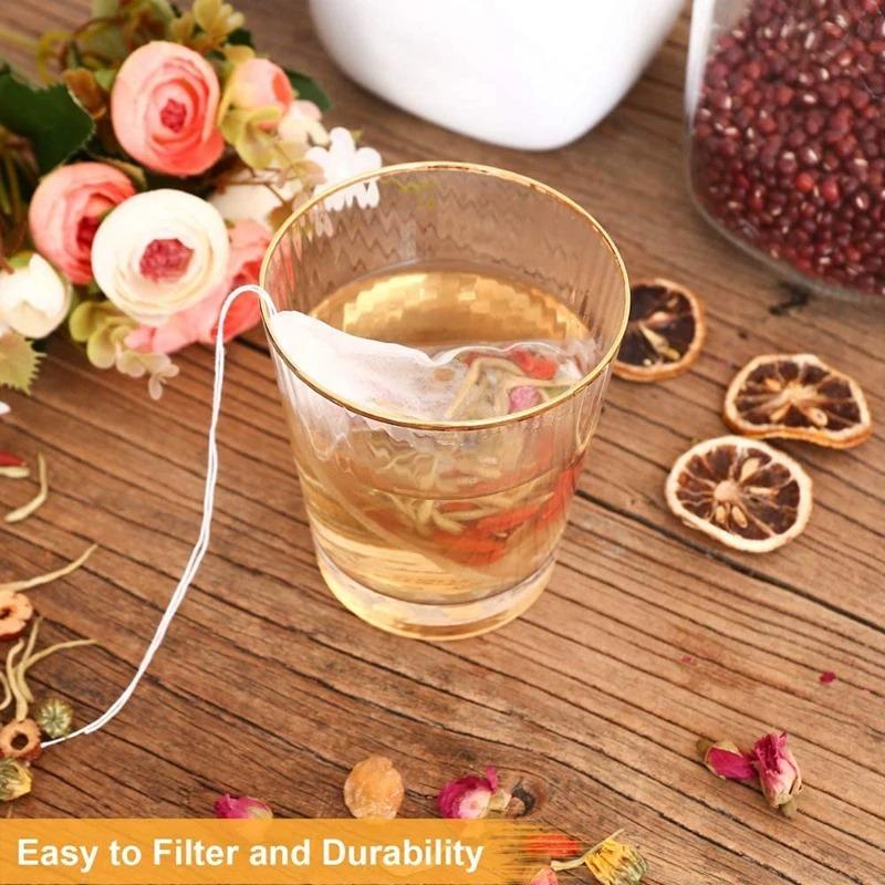 100pcs Tea Bags Non-woven Fabric Tea Filter Bags for Spice Tea Infuser with Heal Seal Disposable Seal Spice Filters Teabags