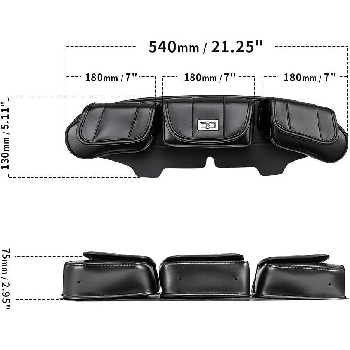 KEMIMOTO Windshield Bags Batwing Fairing 3 Pouches Pocket Compatible With 1996 1997 1998-2013 Touring Street Glide Road Glide FLHX FLH
