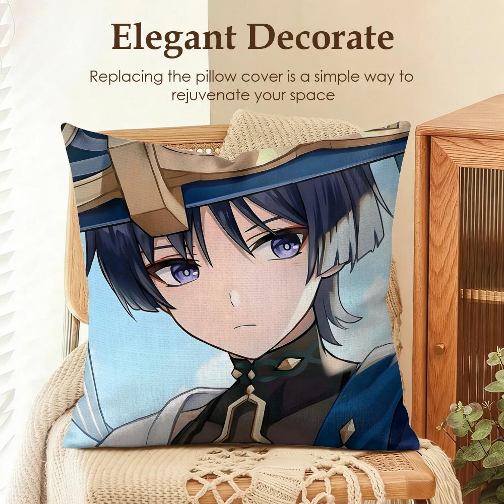 

Wanderer genshin impact Cushion Cover Natural Linen Organic Fabric DoubleSided Printing Sofa Home Decor Gift Pillow Case 30x30cm