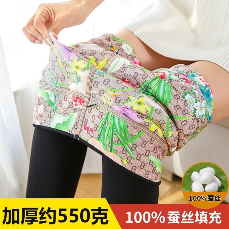 

Женские хлопковые брюки на осень и зиму, бархатные и утолщенные леггинсы, термобрюки из шелковой шерсти с высокой посадкой и штрипками, цельные однослойные One Size