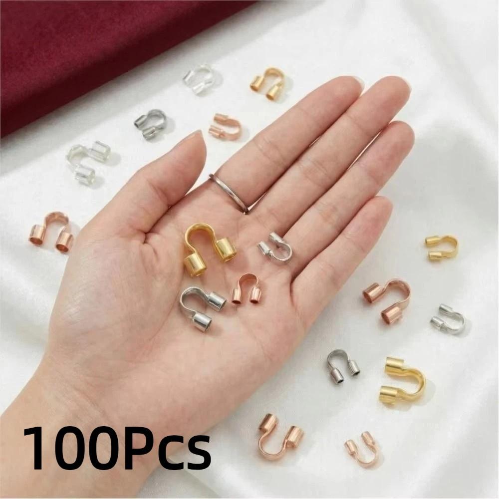 100Pcs Copper Wire Protectors Loops 14/18K Gold Plating U Shape Clasps Thread Protector  Jewelry