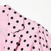 Vintage Pink Polka Dot Short Blazer Turn-down Collar Puff Sleeves Shell Buttons Womens Casual Outerwear