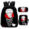 Anime Jujutsu Kaisen Rucksack Gojo Satoru Cartoon Taschen Schultasche für Schüler Jungen Mädchen Rucksack Große Kapazität Bücherrucksack 3er Set