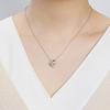 White Clover Pochacco Sanrio Characters Dancing Stone Necklace Pendant Open Heart Silver Color 925 Cubic Zirconia SAPOC-N005RD