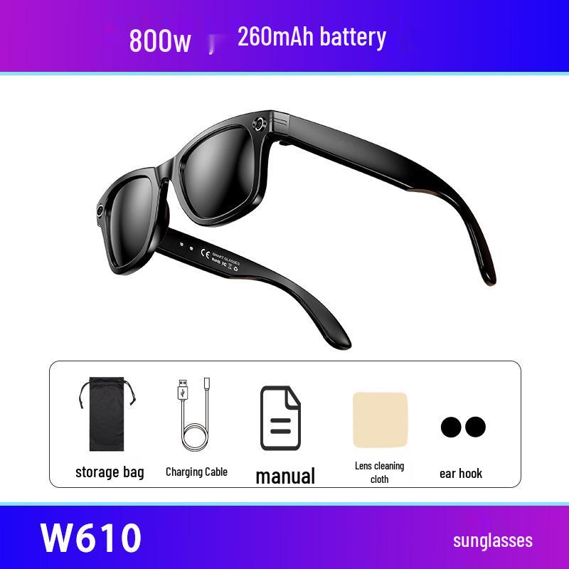 AI Smart Glasses: Video Recording, Bluetooth Audio, Call Support, 8MP Camera, Auto Translation, Color-Changing.