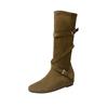 Retro temperament thick heel khaki over-the-knee boots women's boots small slim inner heightening stacking boots knight boots