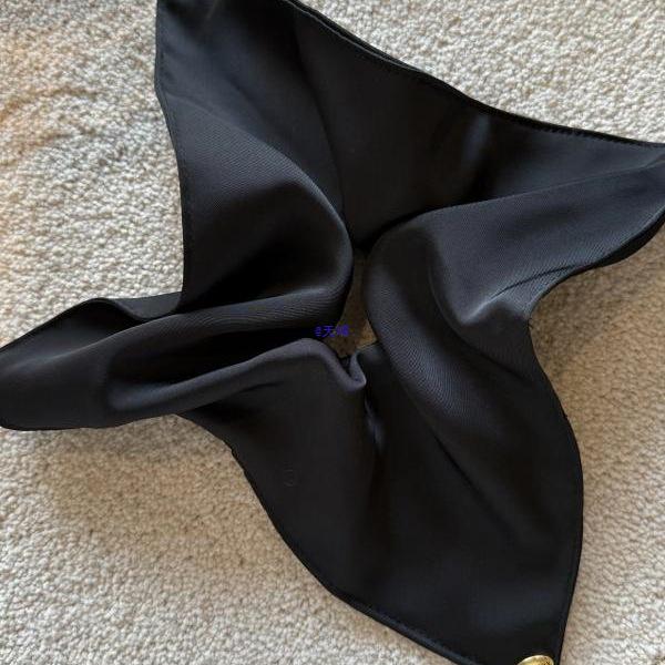 Korean Satin Square Scarf & Hair Tie Set - Retro, Simple, and Elegant Headwear for Women