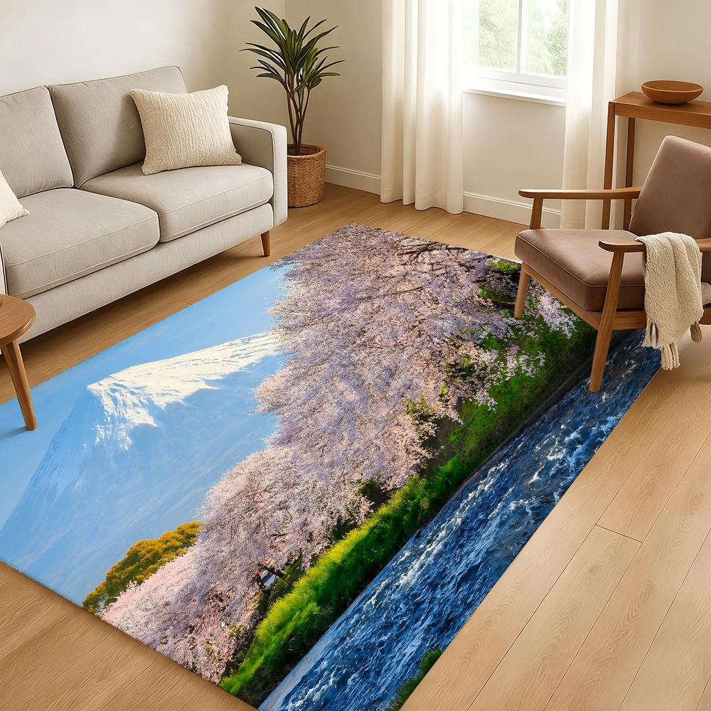 Mount Fuji Floor Mat Soft Thickened Absorbent Non-Slip Bedroom Living Room Door Mat Home Decor Flannel Rugs