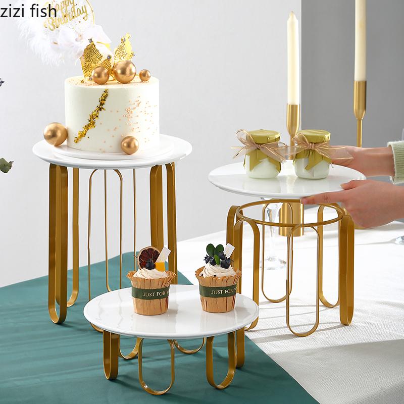 Metal Ceramic Cake Stand High Footed Dessert Plate Dim Sum Rack Bread Plate Fruit Plates Refreshments Tray Sushi Plates