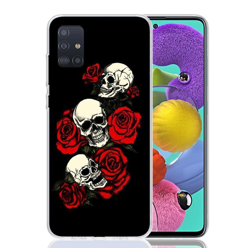 Human Skeleton Red Rose Phone Case for Samsung Galaxy A52 A51 A50S A12 A22 A32 A72 A10S A30S A31 A71 Note 20 Ultra 10 Plus S10 G