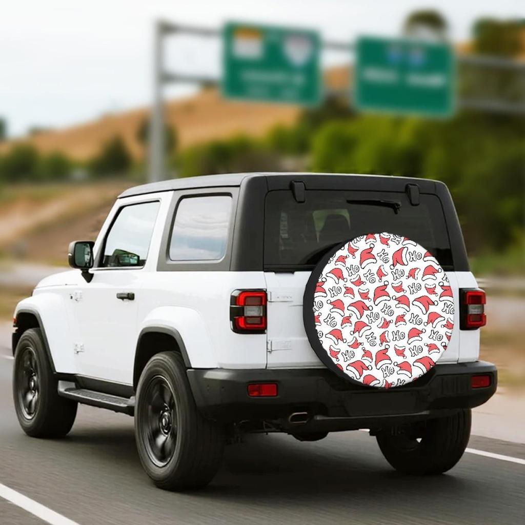 Copriruota di scorta in pelle PU personalizzabile in stile natalizio per Jeep Wrangler - Protezione antipolvere