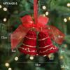 Red Flocking Christmas Bow Wreath Bell Christmas Tree Snowfall Elk Pendant Hanging Ornament Navidad  Noel Home Party Decor