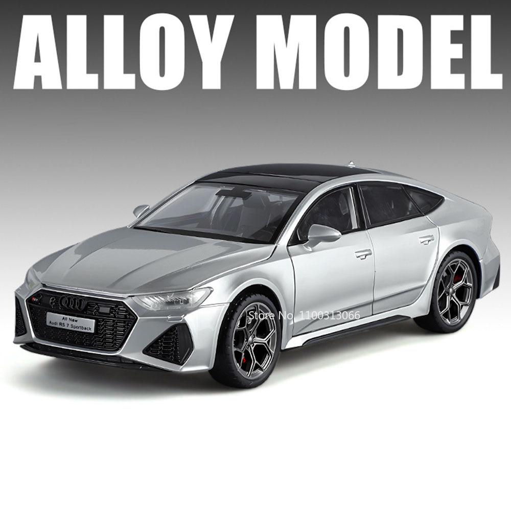 1:24 RS7 R8 V10 Cars Toys Alloy Diecast Models Light Sound Rubber Tires Vehicle Wheel Pull Back Miniature Car Kids Perfect Gifts