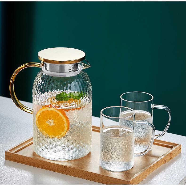 Yu Qianle High-Temperature Resistant Hammer Pattern Glass Kettle, Explosion-Proof, Large Capacity for Cold or Boiled Water