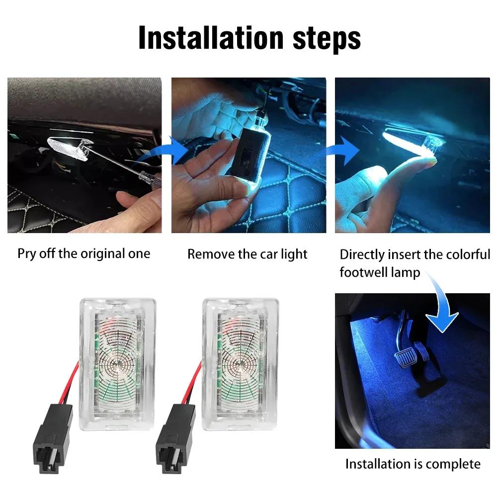 2/4PCS LED HD RGB Footwell Lights Car Seat Lamp 7 Colors For Tesla Model 3 Model Y/S Car LED Atmosphere Decorative Lamp 12V