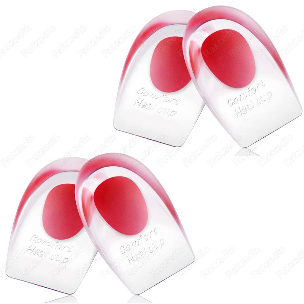 

4 шт. силиконовые накладки на пятку для обуви, гелевые чашечки для пятки для подошвенного фасциита, поддержка стопы, облегчение боли в пятке, накладки для обуви, стельки для пяточной шпоры 1S Women x 1L Man красный