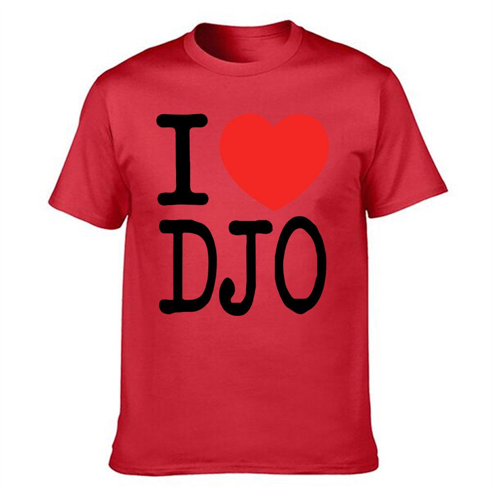 Mens Cotton TShirt I Love DJO Graphic Print Casual Short Sleeve Tee for Daily Wear S