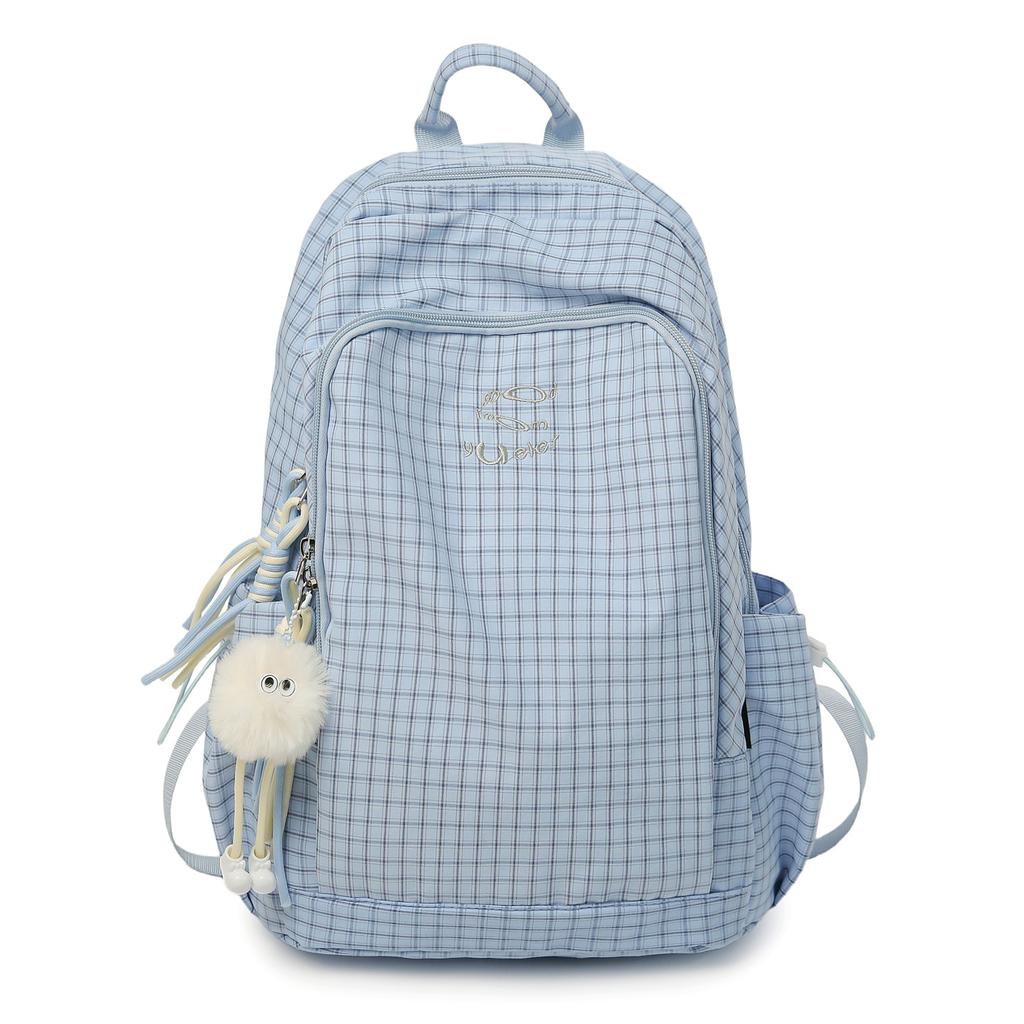 Schoolbag Large Capacity Plaid Schoolbag Women's New High School Students High Value Backpack Simple Versatile Leisure Travel Backpack