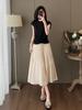 Elegant Summer Dress Set: Slimming, Off-Shoulder Short Sleeve Top with a Beautiful Pleated Midi Skirt for Women