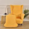 Thicken Plush Wing Chair Cover Stretch WingBack Armchair Slipcovers  Elastic Winter Single Sofa Covers with Seat Cushion Cover