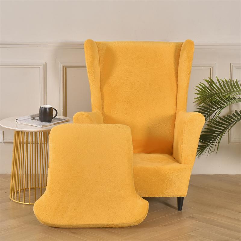 Thicken Plush Wing Chair Cover Stretch WingBack Armchair Slipcovers  Elastic Winter Single Sofa Covers with Seat Cushion Cover