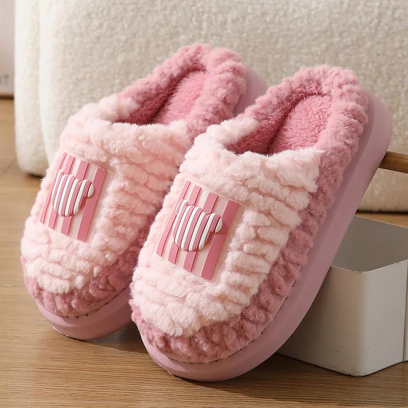 High Quality Cotton Slippers Couple Winter Indoor Plush shoes women Warm Plush shoes woman Lightweight Soft Sole Home shoes men