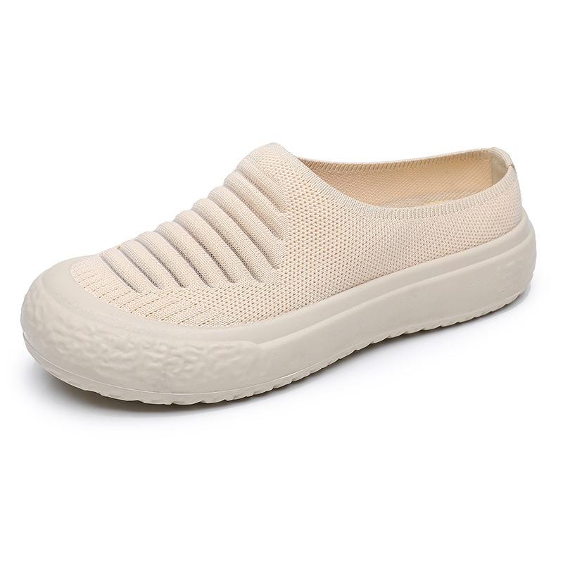 Summer old Beijing breathable mesh women's half drag thick sole one pedal bag head women's shoes soft sole comfortable casual mother shoes